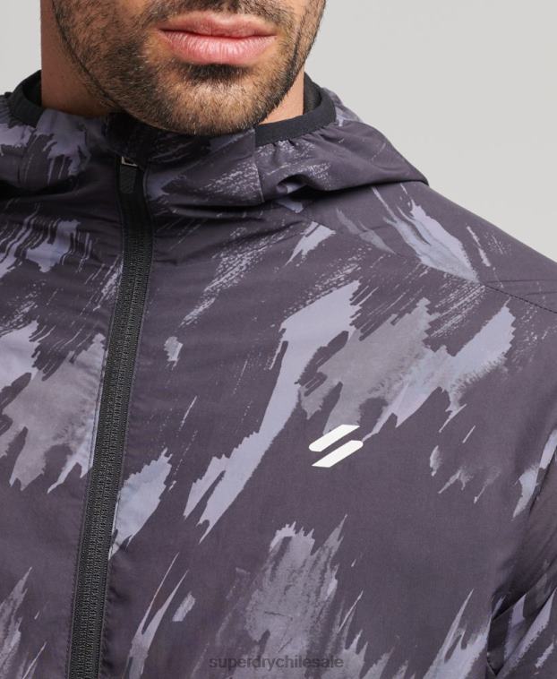 hombres Superdry gris oscuro correr chaqueta 2R68Z5366