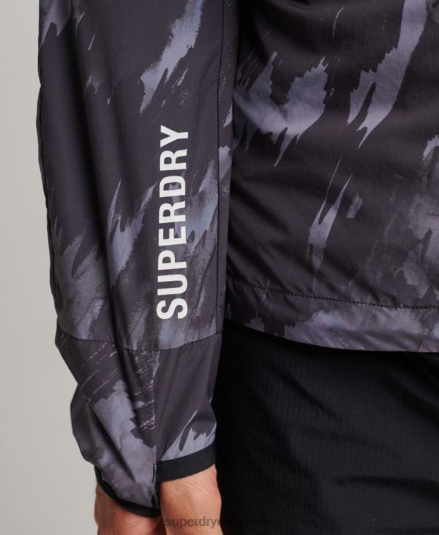 hombres Superdry gris oscuro correr chaqueta 2R68Z5366