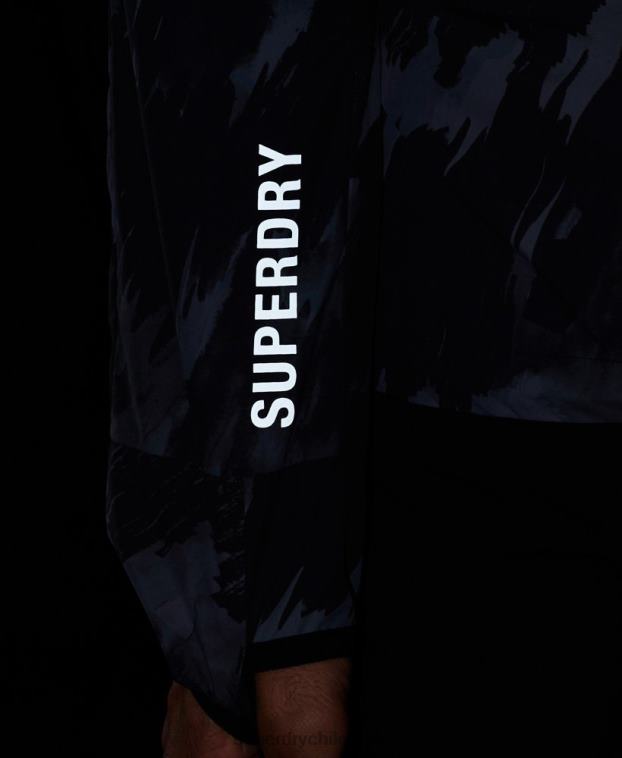 hombres Superdry gris oscuro correr chaqueta 2R68Z5366