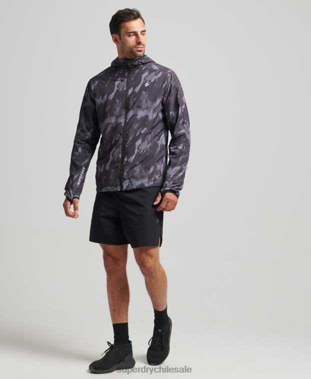 hombres Superdry gris oscuro correr chaqueta 2R68Z5366