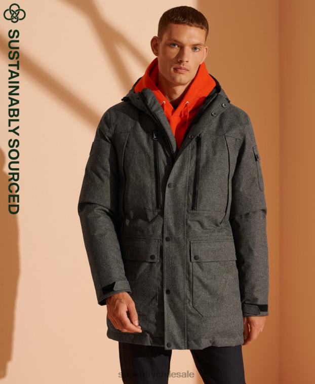hombres Superdry gris parka de plumón impermeable 2R68Z4681