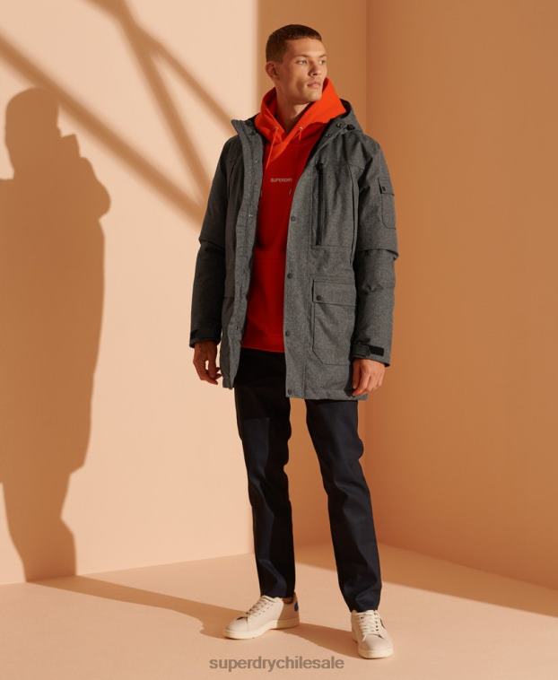 hombres Superdry gris parka de plumón impermeable 2R68Z4681