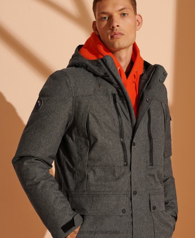 hombres Superdry gris parka de plumón impermeable 2R68Z4681