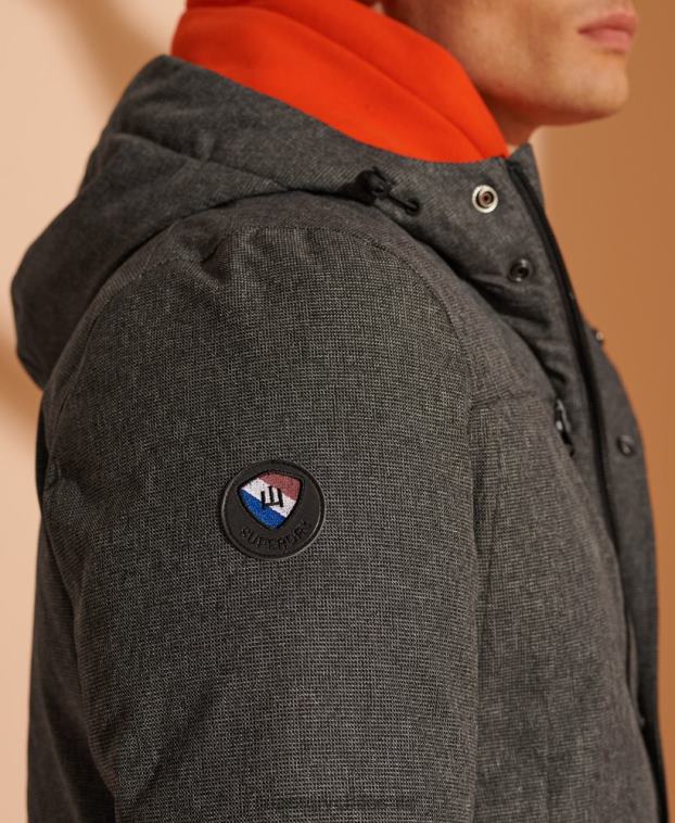 hombres Superdry gris parka de plumón impermeable 2R68Z4681