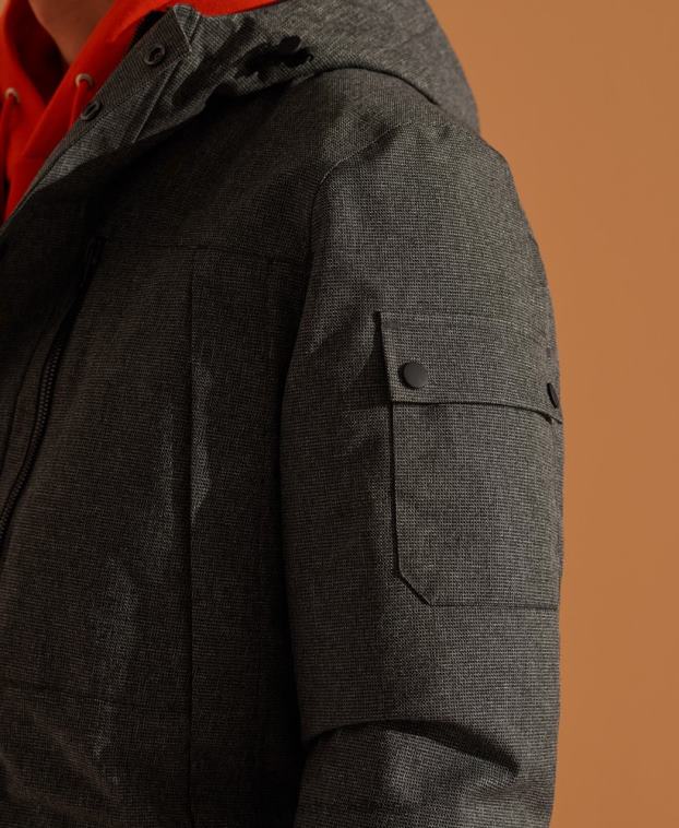 hombres Superdry gris parka de plumón impermeable 2R68Z4681