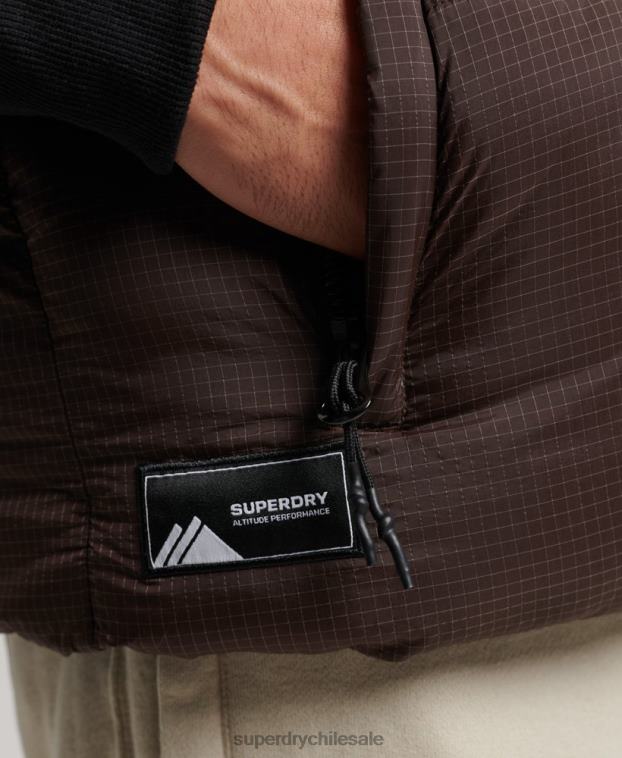hombres Superdry marrón chaleco acolchado corto touchline 2R68Z958