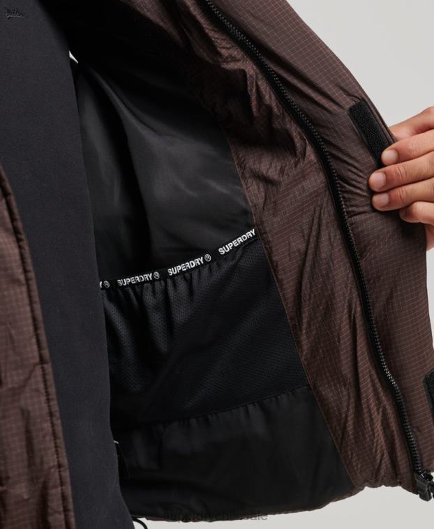 hombres Superdry marrón chaleco acolchado corto touchline 2R68Z958
