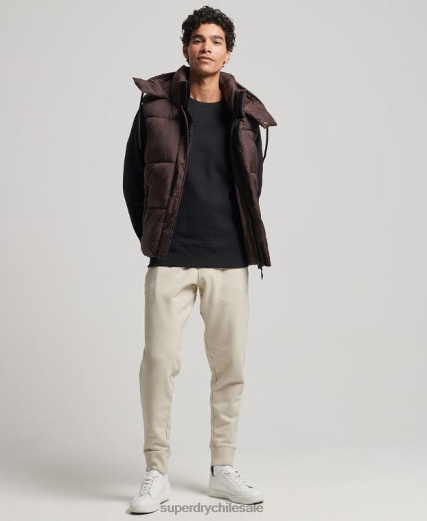 hombres Superdry marrón chaleco acolchado corto touchline 2R68Z958