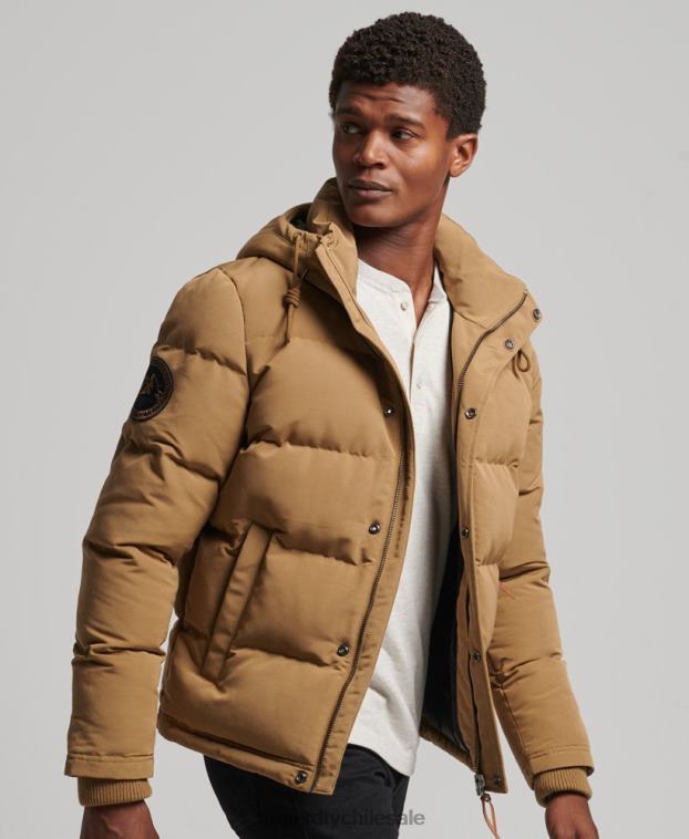 hombres Superdry marrón chamarra acolchada Everest con capucha 2R68Z1093