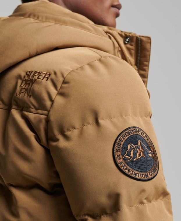 hombres Superdry marrón chamarra acolchada Everest con capucha 2R68Z1093