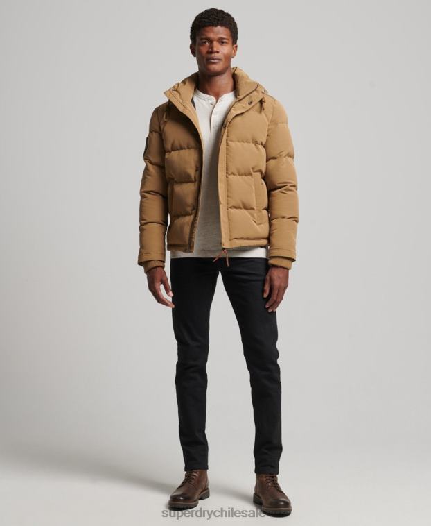 hombres Superdry marrón chamarra acolchada Everest con capucha 2R68Z1093