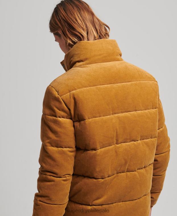 hombres Superdry marrón chamarra acolchada vintage retro de pana 2R68Z4554