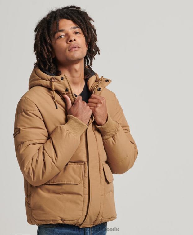 hombres Superdry marrón chaqueta acolchada de montaña 2R68Z4467