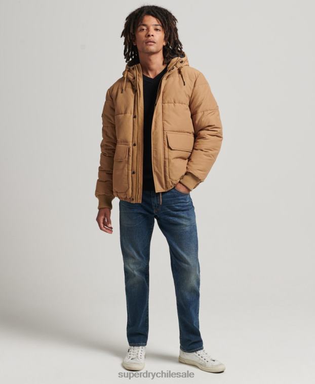 hombres Superdry marrón chaqueta acolchada de montaña 2R68Z4467