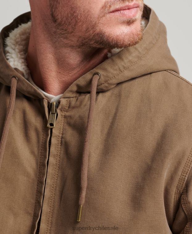hombres Superdry marrón chaqueta bomber con capucha 2R68Z1062