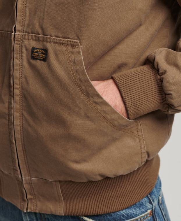 hombres Superdry marrón chaqueta bomber con capucha 2R68Z1062