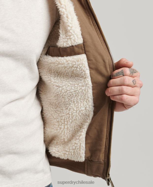 hombres Superdry marrón chaqueta bomber con capucha 2R68Z1062