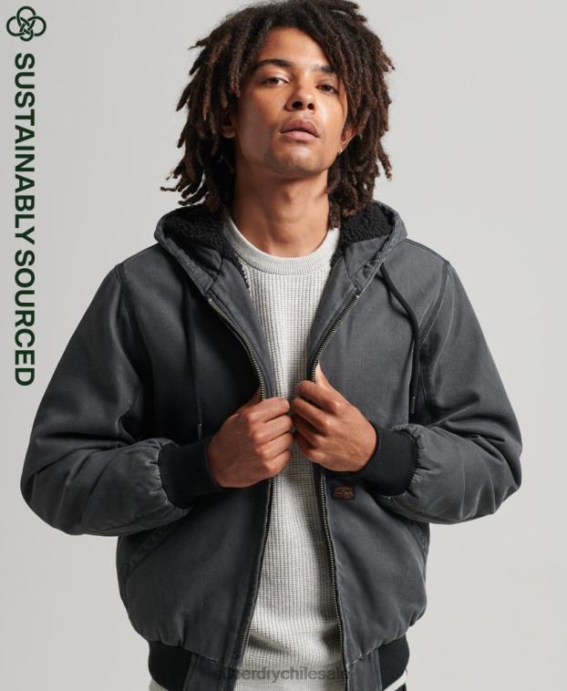 hombres Superdry marrón chaqueta bomber con capucha 2R68Z1067