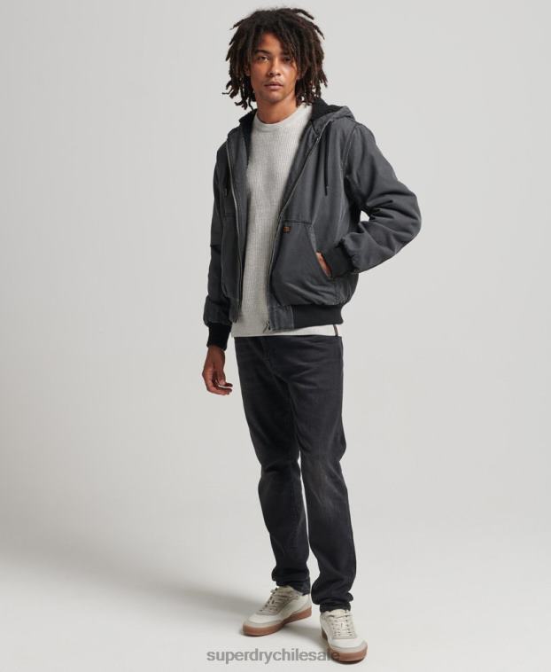 hombres Superdry marrón chaqueta bomber con capucha 2R68Z1067