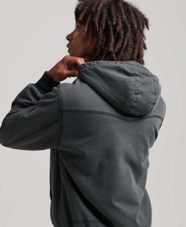 hombres Superdry marrón chaqueta bomber con capucha 2R68Z1067