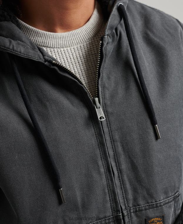 hombres Superdry marrón chaqueta bomber con capucha 2R68Z1067