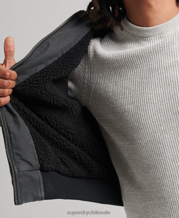 hombres Superdry marrón chaqueta bomber con capucha 2R68Z1067