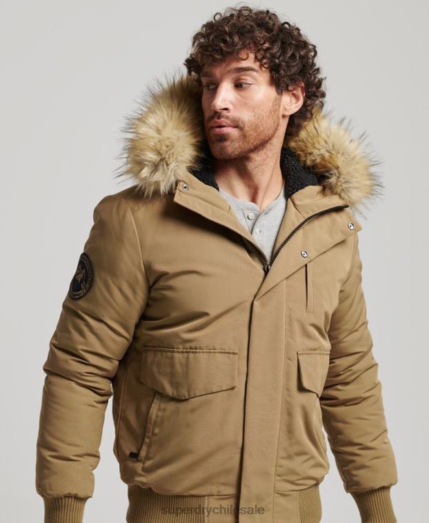 hombres Superdry marrón chaqueta bomber everest 2R68Z994