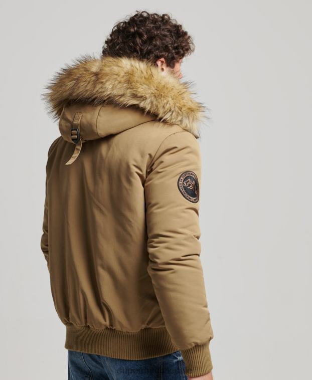hombres Superdry marrón chaqueta bomber everest 2R68Z994