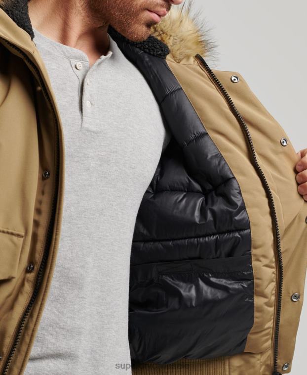 hombres Superdry marrón chaqueta bomber everest 2R68Z994