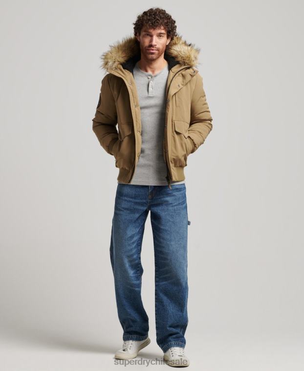 hombres Superdry marrón chaqueta bomber everest 2R68Z994