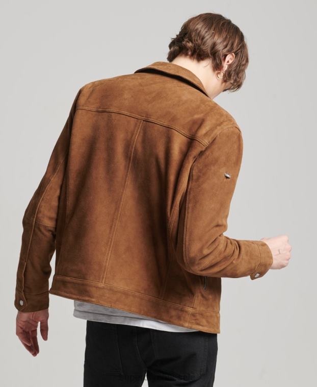 hombres Superdry marrón chaqueta de gamuza de los años 70 de los estudios 2R68Z921