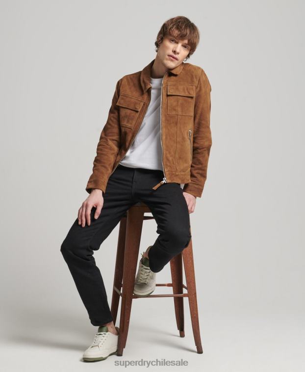 hombres Superdry marrón chaqueta de gamuza de los años 70 de los estudios 2R68Z921