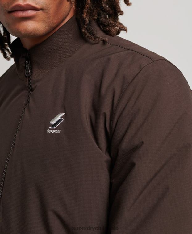 hombres Superdry marrón chaqueta harrington de entrenamiento 2R68Z1053