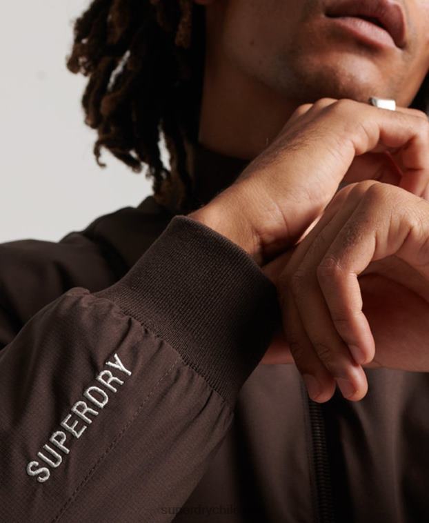 hombres Superdry marrón chaqueta harrington de entrenamiento 2R68Z1053