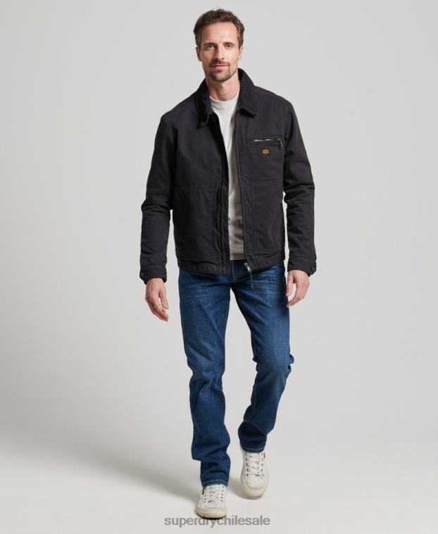 hombres Superdry marrón chaqueta harrington estilo rancho vintage 2R68Z914