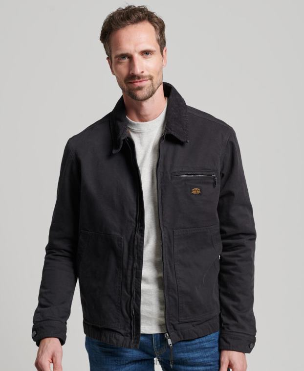 hombres Superdry marrón chaqueta harrington estilo rancho vintage 2R68Z914