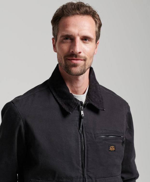 hombres Superdry marrón chaqueta harrington estilo rancho vintage 2R68Z914