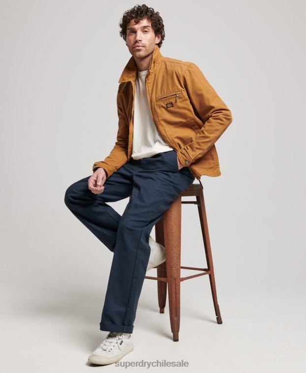 hombres Superdry marrón chaqueta harrington estilo rancho vintage 2R68Z918