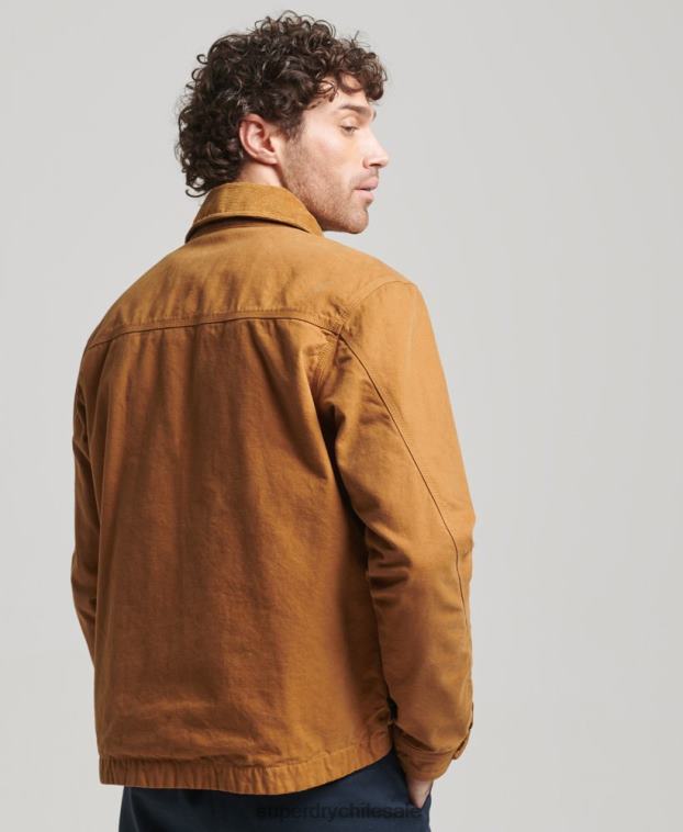 hombres Superdry marrón chaqueta harrington estilo rancho vintage 2R68Z918