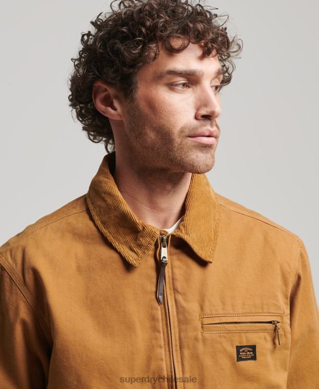 hombres Superdry marrón chaqueta harrington estilo rancho vintage 2R68Z918