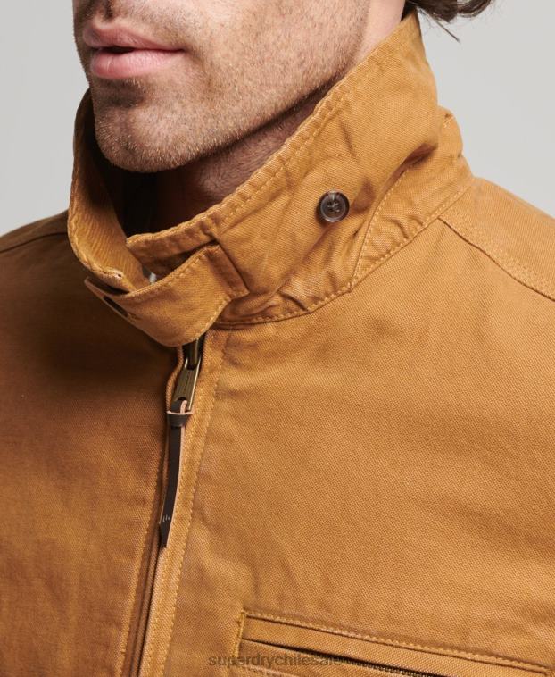 hombres Superdry marrón chaqueta harrington estilo rancho vintage 2R68Z918