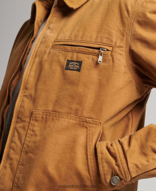 hombres Superdry marrón chaqueta harrington estilo rancho vintage 2R68Z918