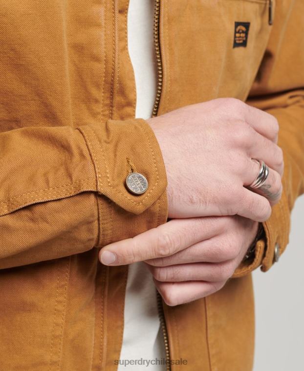 hombres Superdry marrón chaqueta harrington estilo rancho vintage 2R68Z918