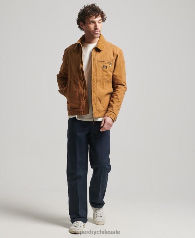 hombres Superdry marrón chaqueta harrington estilo rancho vintage 2R68Z918