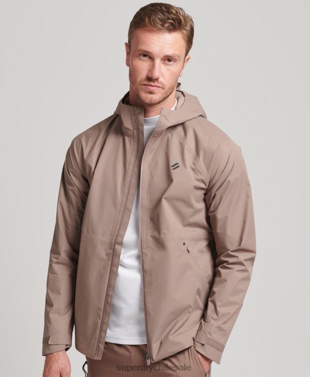 hombres Superdry marrón chaqueta impermeable 2R68Z4723