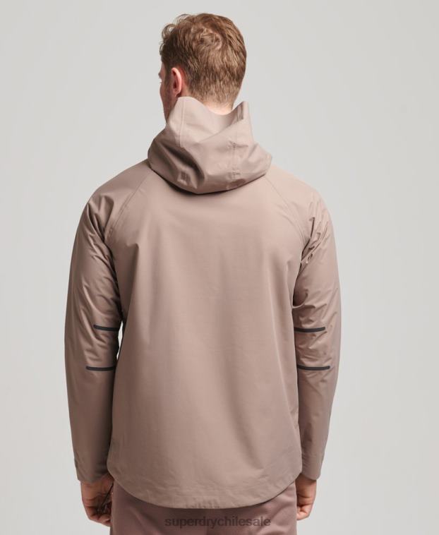 hombres Superdry marrón chaqueta impermeable 2R68Z4723