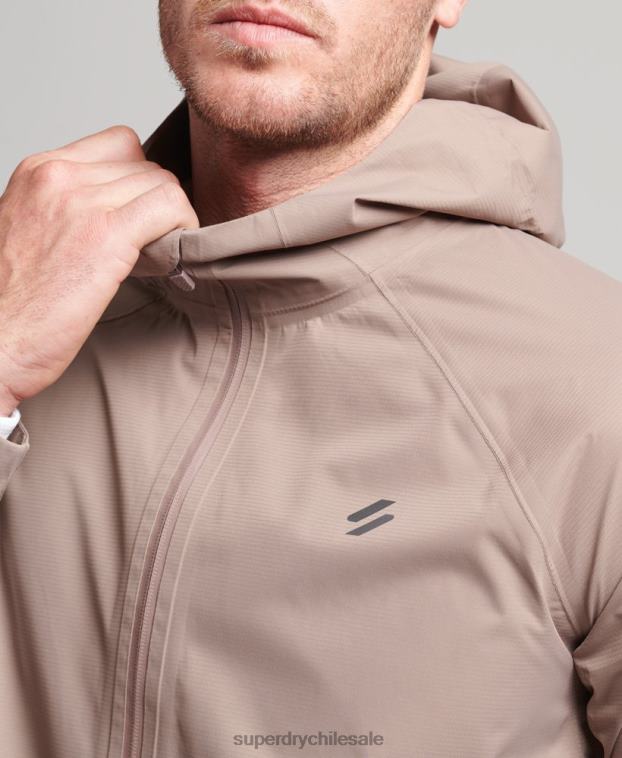 hombres Superdry marrón chaqueta impermeable 2R68Z4723