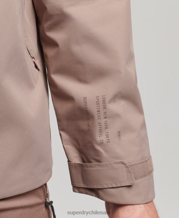 hombres Superdry marrón chaqueta impermeable 2R68Z4723