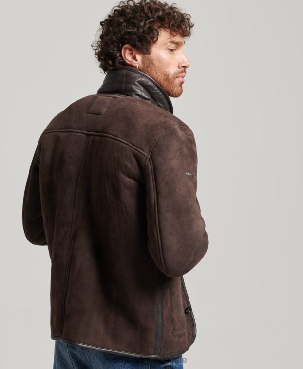 hombres Superdry marrón chaqueta náutica de borrego 2R68Z4743