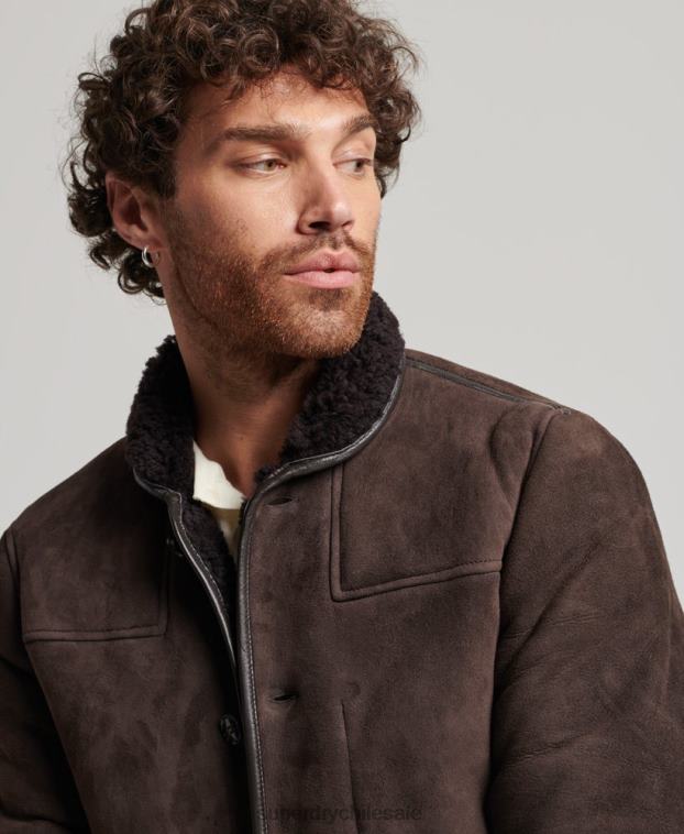hombres Superdry marrón chaqueta náutica de borrego 2R68Z4743